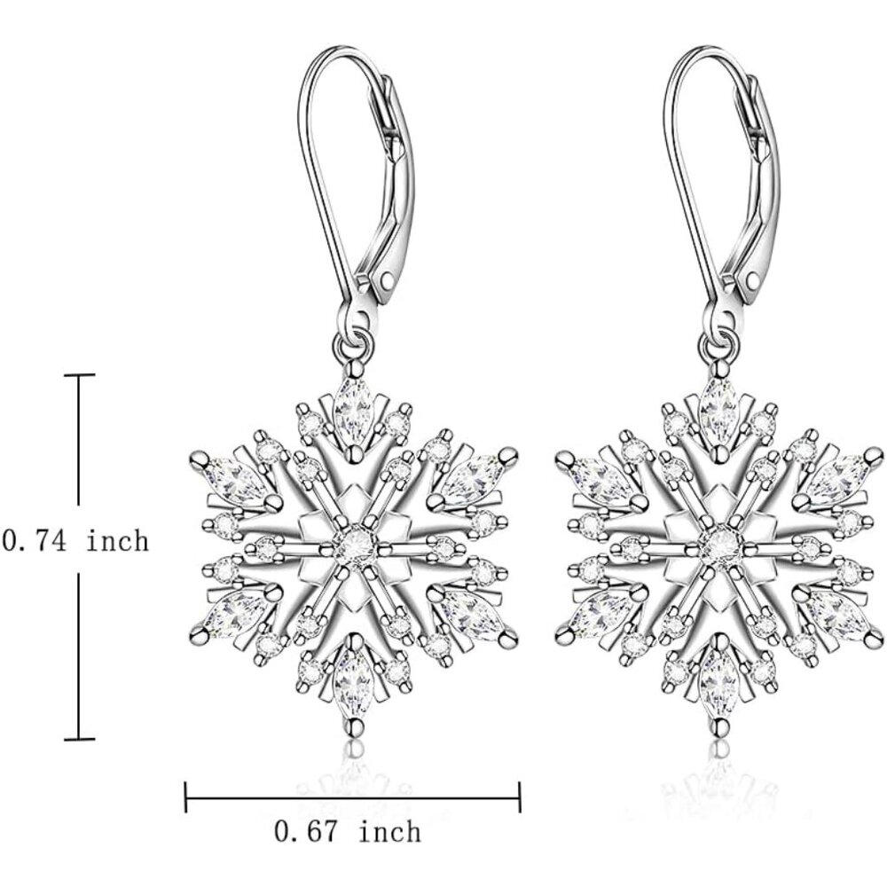 Sterling Silver Blue Snowflake Dangle Earrings Fo… - image 2